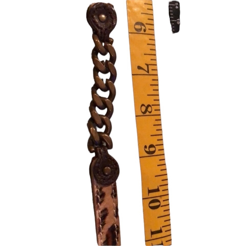 Leopard print animal print belt size large 1/4 “belt  with brass chain details